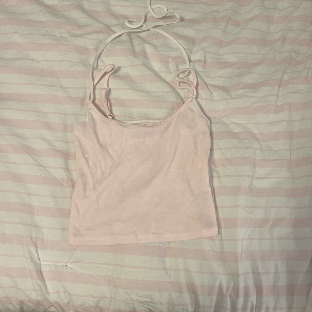 Light pink double strap cropped tank top from Pacsun